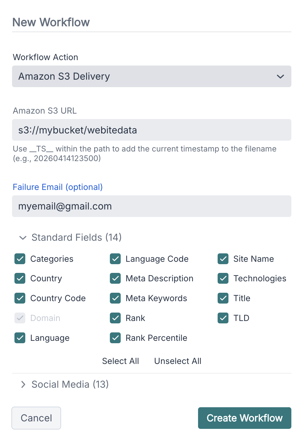 Completed Amazon S3 Delivery workflow action
